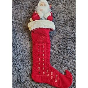 JUMBO Large Porcelain Santa Claus Advent Calendar Christmas Stocking - 40" READ